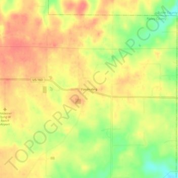 Topografische Karte Fairdealing, Höhe, Relief