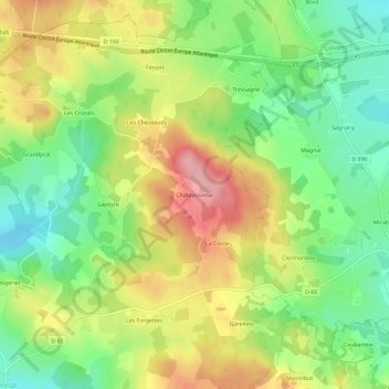 Topografische Karte Chateauvieux, Höhe, Relief