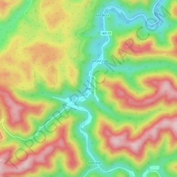 Topografische Karte Blair, Höhe, Relief