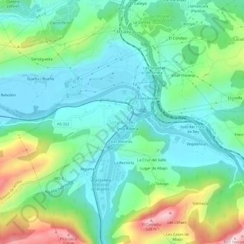 Topografische Karte Soto de Ribera, Höhe, Relief