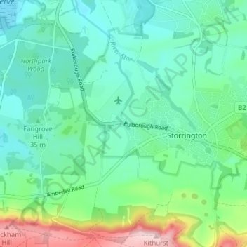Topografische Karte Cootham, Höhe, Relief
