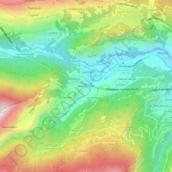 Topografische Karte Chez-les-Garin, Höhe, Relief