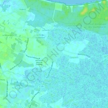 Topografische Karte Sauzelle, Höhe, Relief