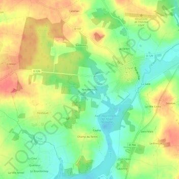 Topografische Karte Noë Mesnais, Höhe, Relief
