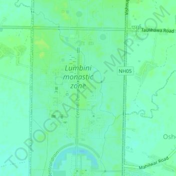 Topografische Karte Lumbini, Höhe, Relief