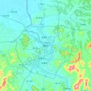 Topografische Karte 昌邑区, Höhe, Relief