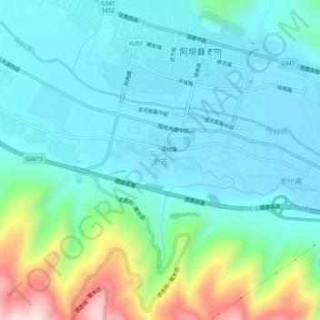 Topografische Karte 色古, Höhe, Relief