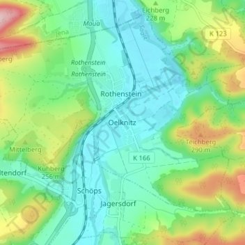 Topografische Karte Oelknitz, Höhe, Relief
