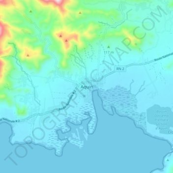 Topografische Karte Aquin, Höhe, Relief