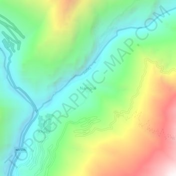 Topografische Karte Namgial, Höhe, Relief