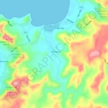 Topografische Karte Panamá, Höhe, Relief