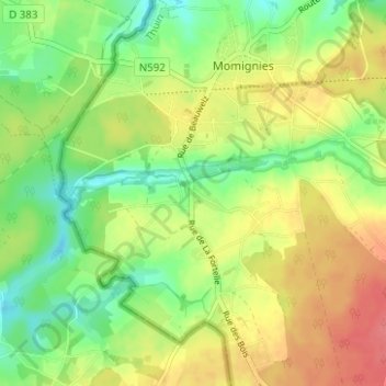Topografische Karte Beauwelz, Höhe, Relief