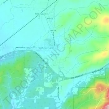 Topografische Karte McCleary, Höhe, Relief