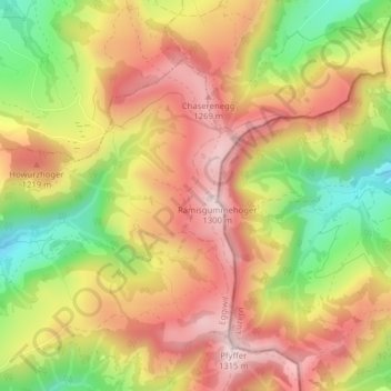 Topografische Karte Rämisgummen, Höhe, Relief