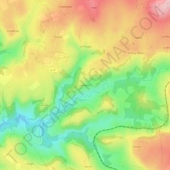 Topografische Karte Langlade, Höhe, Relief