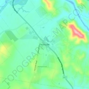 Topografische Karte Fernvale, Höhe, Relief