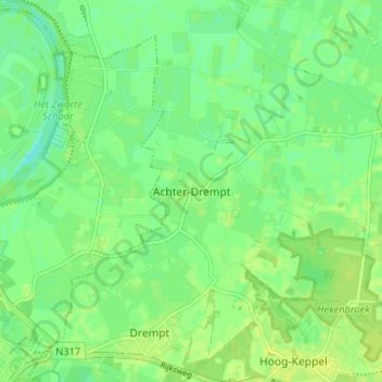 Topografische Karte Achter-Drempt, Höhe, Relief