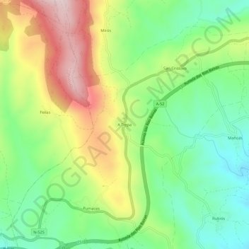 Topografische Karte A Trepa, Höhe, Relief
