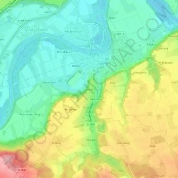 Topografische Karte Haag, Höhe, Relief