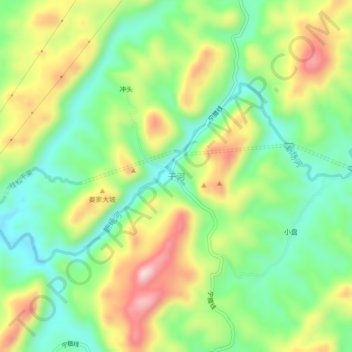 Topografische Karte 干河, Höhe, Relief