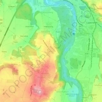 Topografische Karte Ruhsam, Höhe, Relief