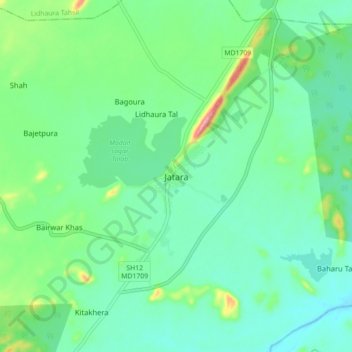 Topografische Karte Jatara, Höhe, Relief