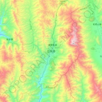 Topografische Karte 兰坪县, Höhe, Relief