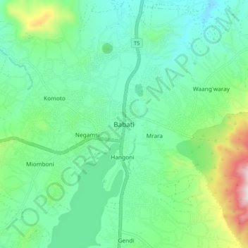 Topografische Karte Babati, Höhe, Relief
