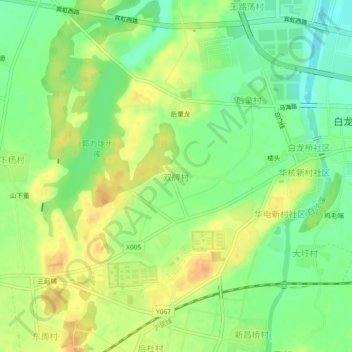 Topografische Karte 双牌村, Höhe, Relief