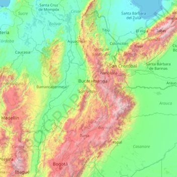 Topografische Karte Santander, Höhe, Relief