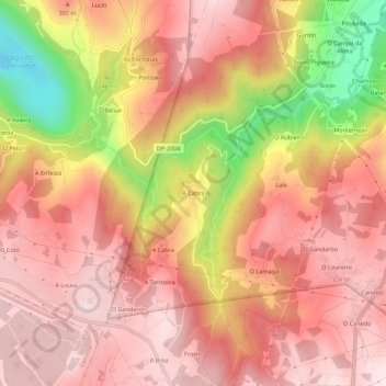 Topografische Karte A Cabra, Höhe, Relief