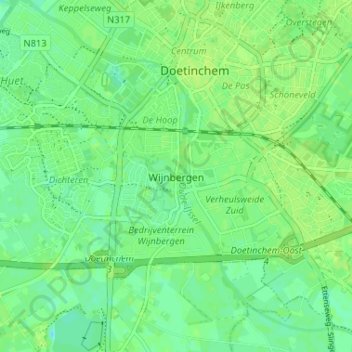 Topografische Karte Wijnbergen, Höhe, Relief