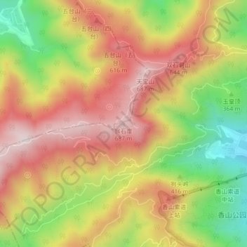 Topografische Karte 猴石崖, Höhe, Relief