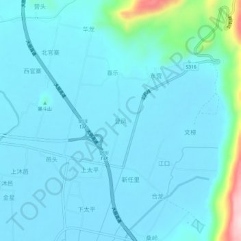 Topografische Karte 登凤, Höhe, Relief