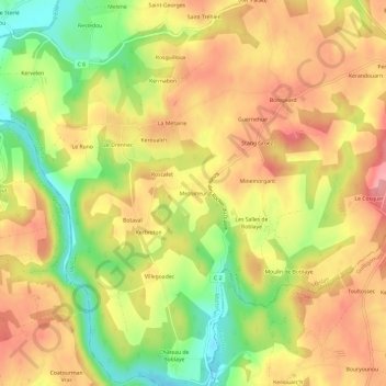 Topografische Karte Mezomeur, Höhe, Relief