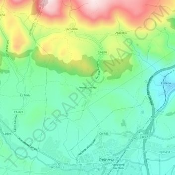 Topografische Karte Fresno del Río, Höhe, Relief