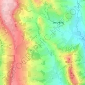Topografische Karte Millhayes, Höhe, Relief