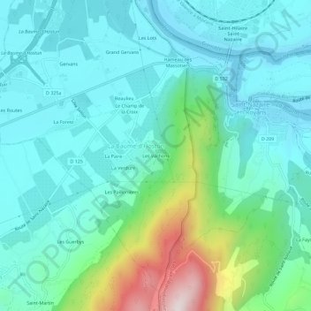Topografische Karte Les Vachons, Höhe, Relief