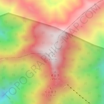 Topografische Karte 梵净山, Höhe, Relief