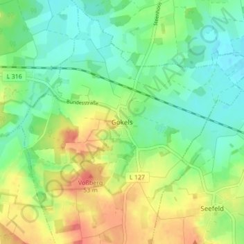 Topografische Karte Gokels, Höhe, Relief