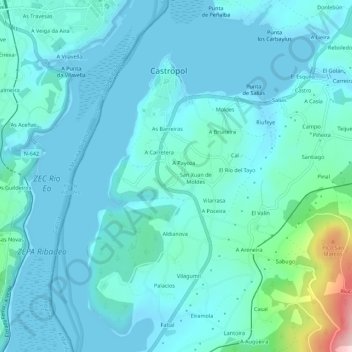 Topografische Karte El Ferrol, Höhe, Relief