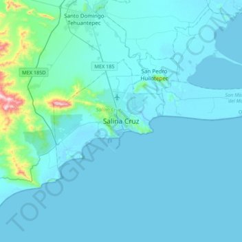 Topografische Karte Salina Cruz, Höhe, Relief