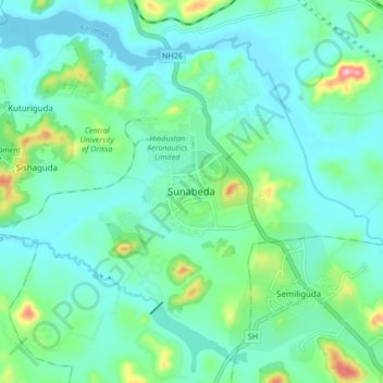 Topografische Karte Sunabeda, Höhe, Relief