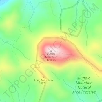 Topografische Karte Buffalo Mountain, Höhe, Relief