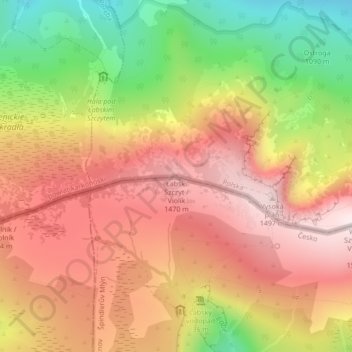 Topografische Karte Veilchenstein, Höhe, Relief