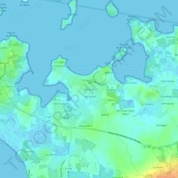 Topografische Karte Kerjacob, Höhe, Relief