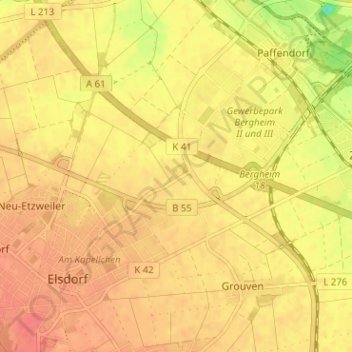 Topografische Karte Desdorf, Höhe, Relief