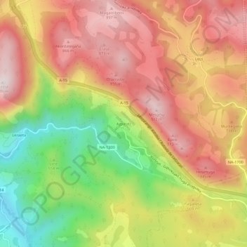 Topografische Karte Azpíroz, Höhe, Relief