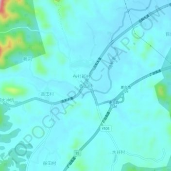 Topografische Karte 香山村, Höhe, Relief