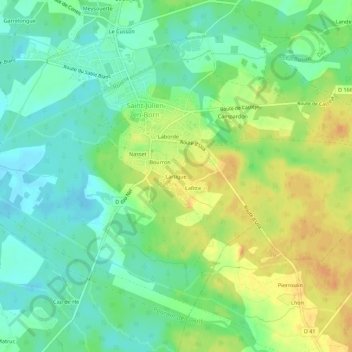 Topografische Karte Lartigue, Höhe, Relief